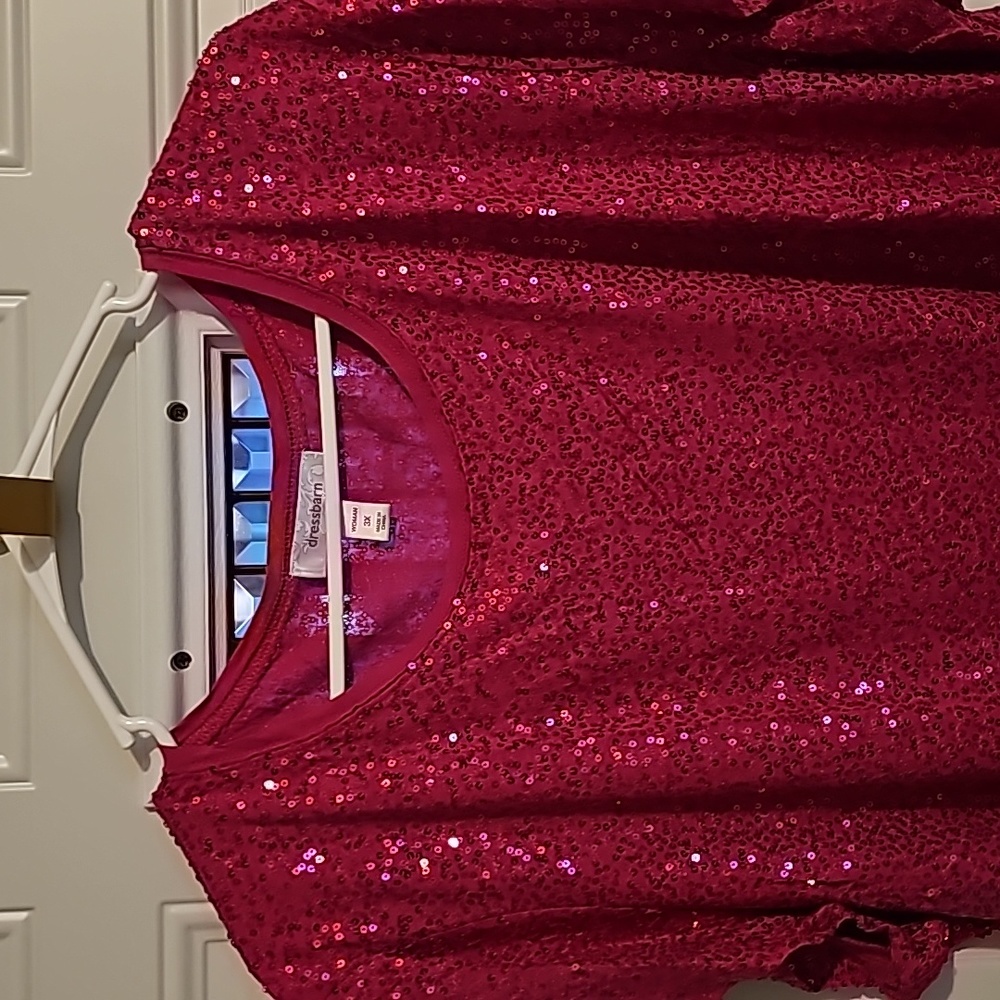 Pink sequins plus size top